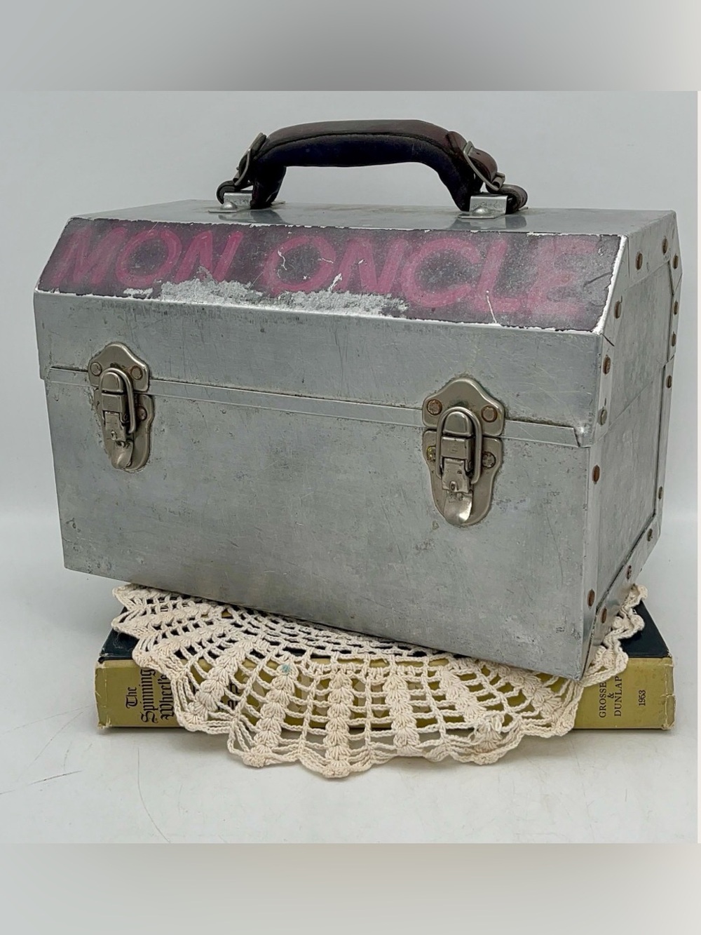 Metal Storage Toolbox with Black Handle and Silver Finish